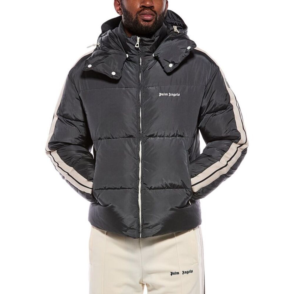 Palm Angels Mens Down Puffer Jacket, Grey